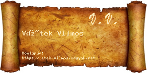 Vétek Vilmos névjegykártya